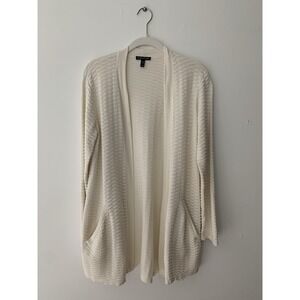 Eileen Fisher Ivory Silk/Organic Cotton Simple Cardi Sz Xs MSRP $378 Open Front